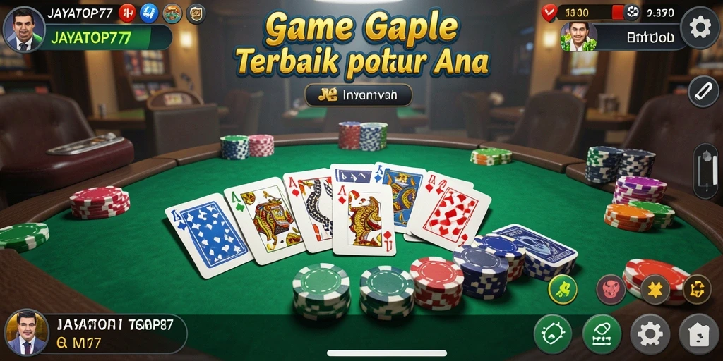 Tampilan gameplay seru dari JAYATOP77 yang menampilkan pertarungan Gaple.
