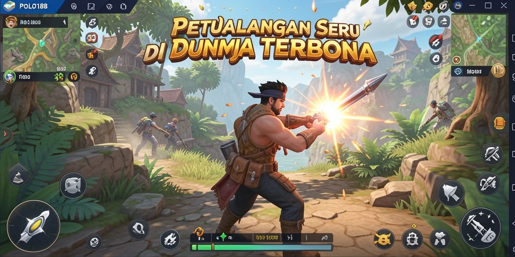 Screenshot gameplay POLO188 menunjukkan petualangan seru di dunia terbuka.