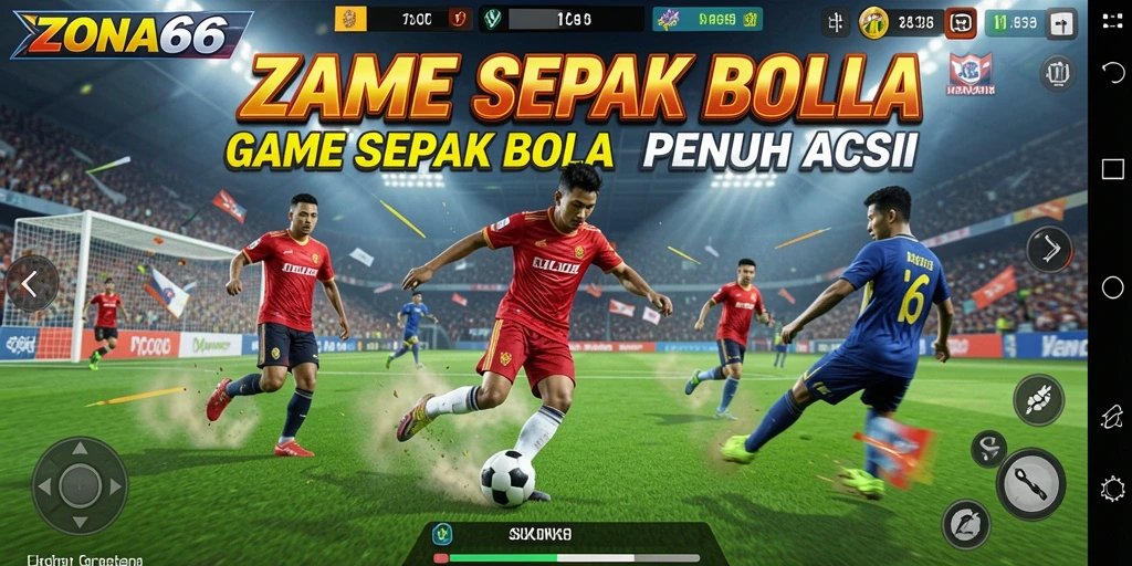 Tampilan gameplay menyerupai pertandingan sepak bola nyata dengan grafik yang menawan.