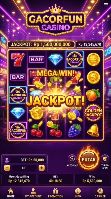 Tampilan utama aplikasi gacorfun yang intuitif dan menarik.